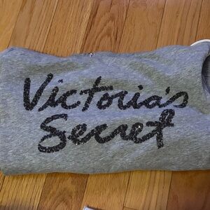 Victoria's Secret Gray Sweatshirt with Black Glitter Script